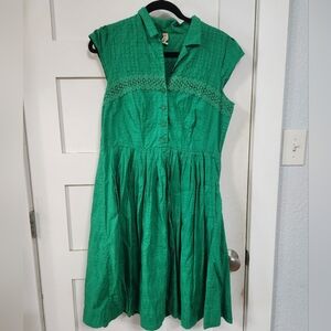 Maeve Vibrant Green Dress with Embroidered Details